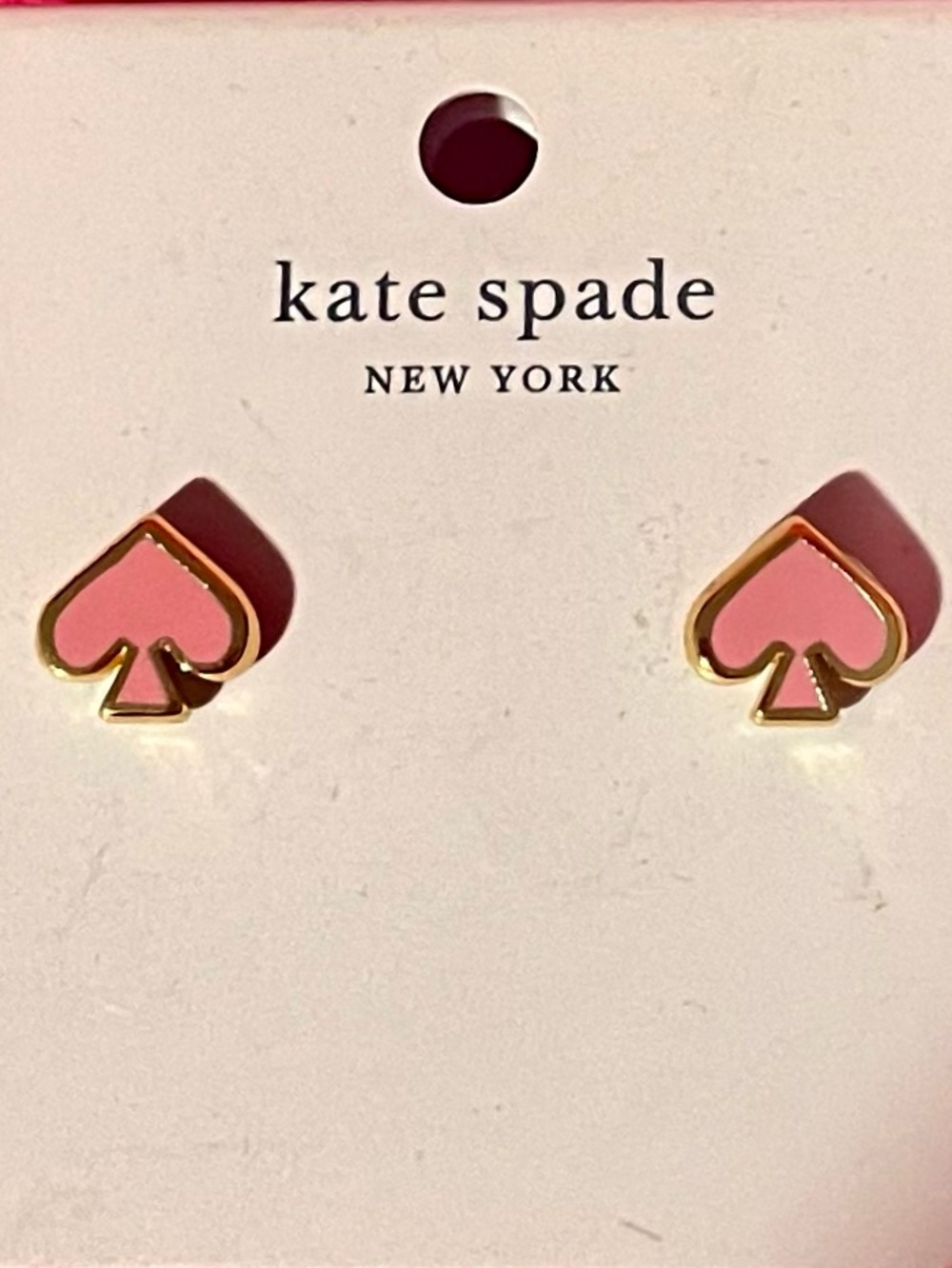 kate spade light pink and gold spade stud earrings